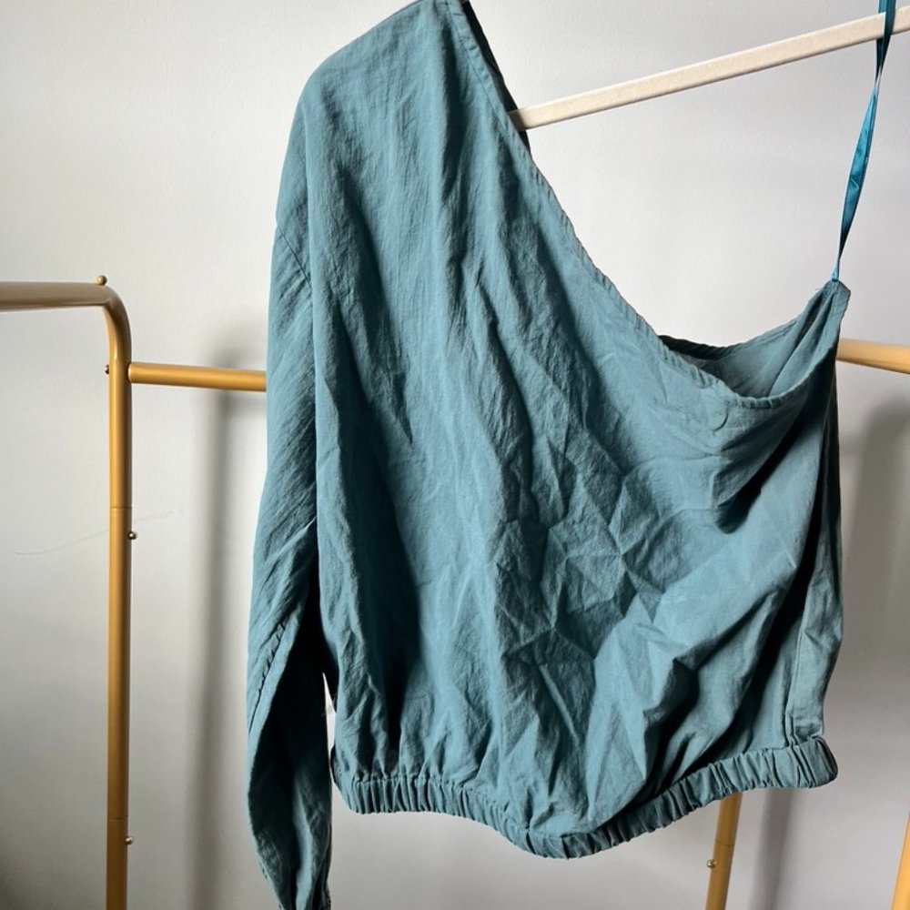 Blue/ Green One Shoulder Crop Top